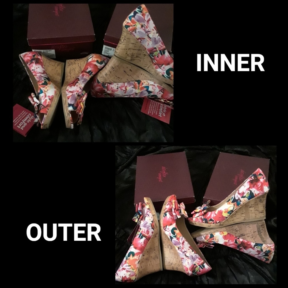 LAST PAIR!! FLORAL WEDGES w/Bow 🌹🏵💮🌸 - Picture 3 of 6